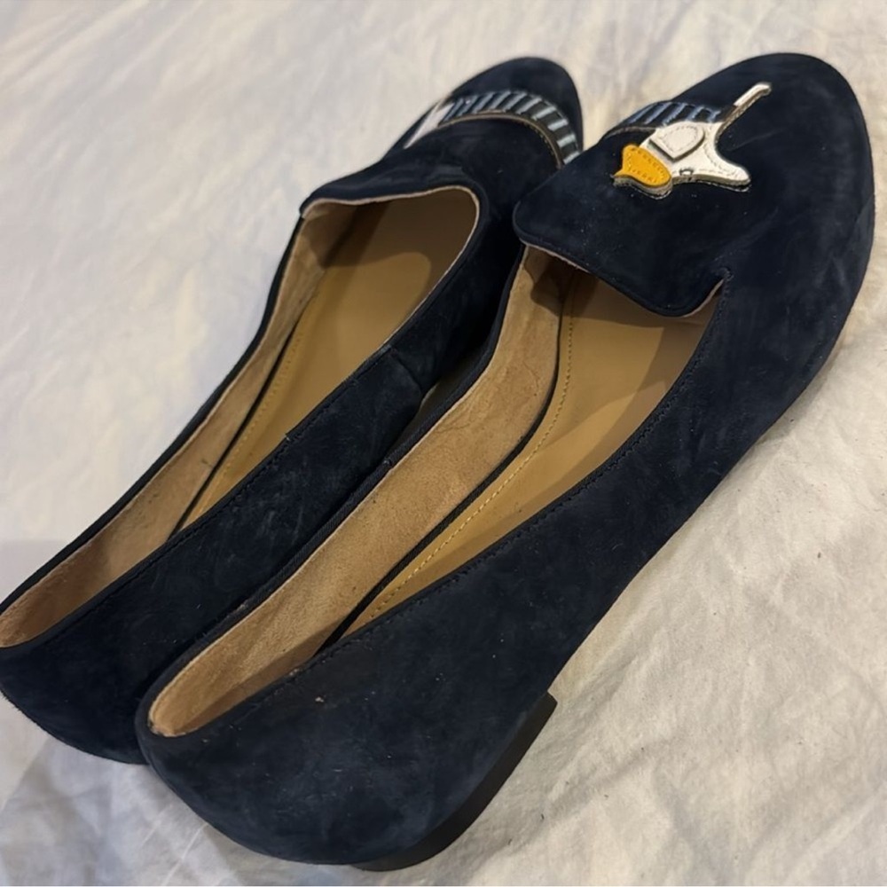 Talbots Navy Blue Embroidered Flats - Picture 4 of 9